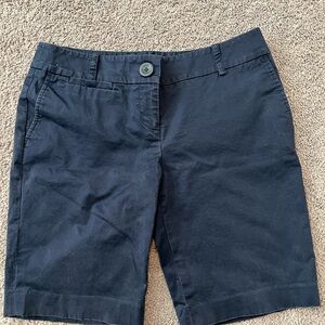 LOFT Navy Bermuda Shorts Tailored Cotton-Blend